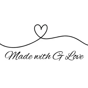 Logo: heart outline and 'Made with G Love' text in cursive underneath